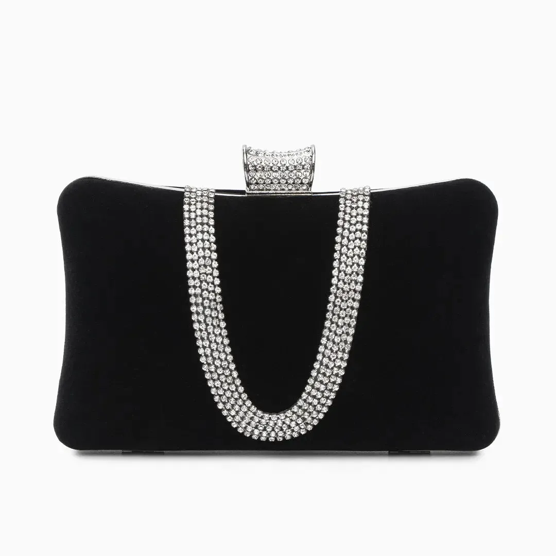 Celeste | A Velvet Crystal Clutch Bag for Timeless Sophistication