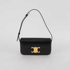 Celine Black Calf Skin Claude Shoulder Bag