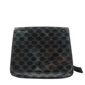 CELINE Macadam Leather PVC Waist Pouch Black Silver HDW MC99/2 Used