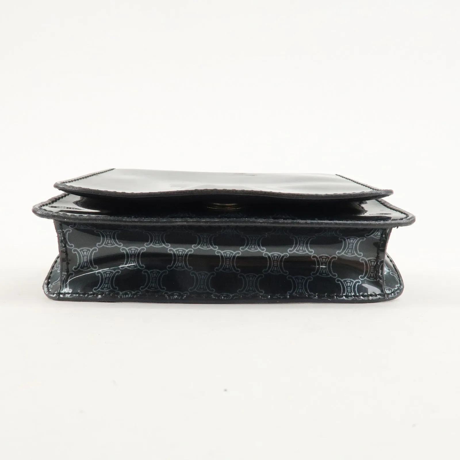 CELINE Macadam Leather PVC Waist Pouch Black Silver HDW MC99/2 Used