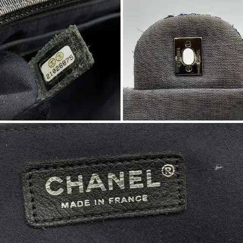 Chanel 2015 Blue Denim Patchwork Timeless Jumbo Single Flap Bag