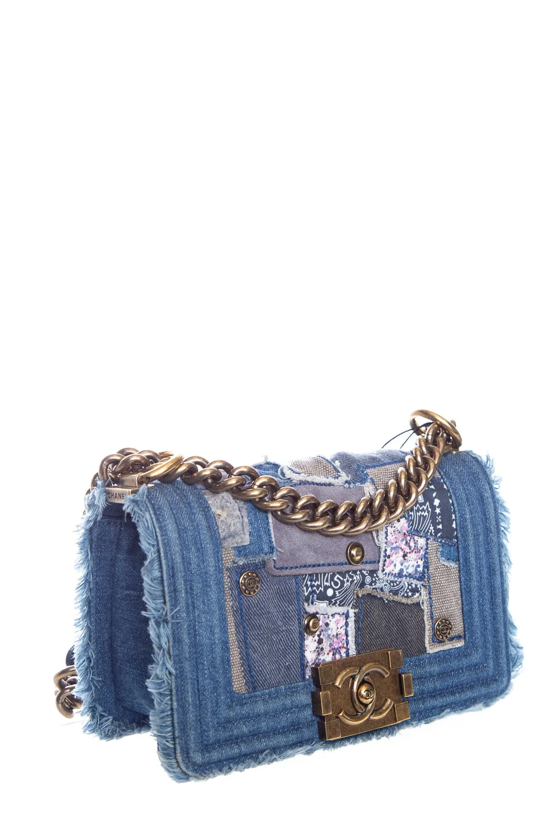Chanel 2015/16 Denim Patchwork Boy Bag Handbag