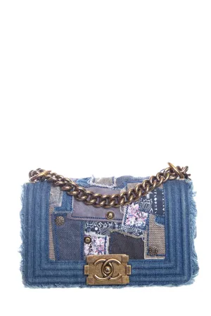 Chanel 2015/16 Denim Patchwork Boy Bag Handbag