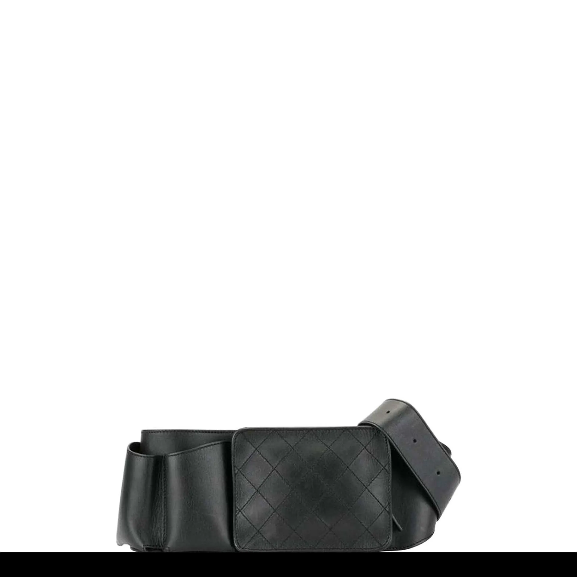 Chanel Belt Rare Vintage Waist Bum Fanny Pack Black Calfskin Leather Fanny Pack
