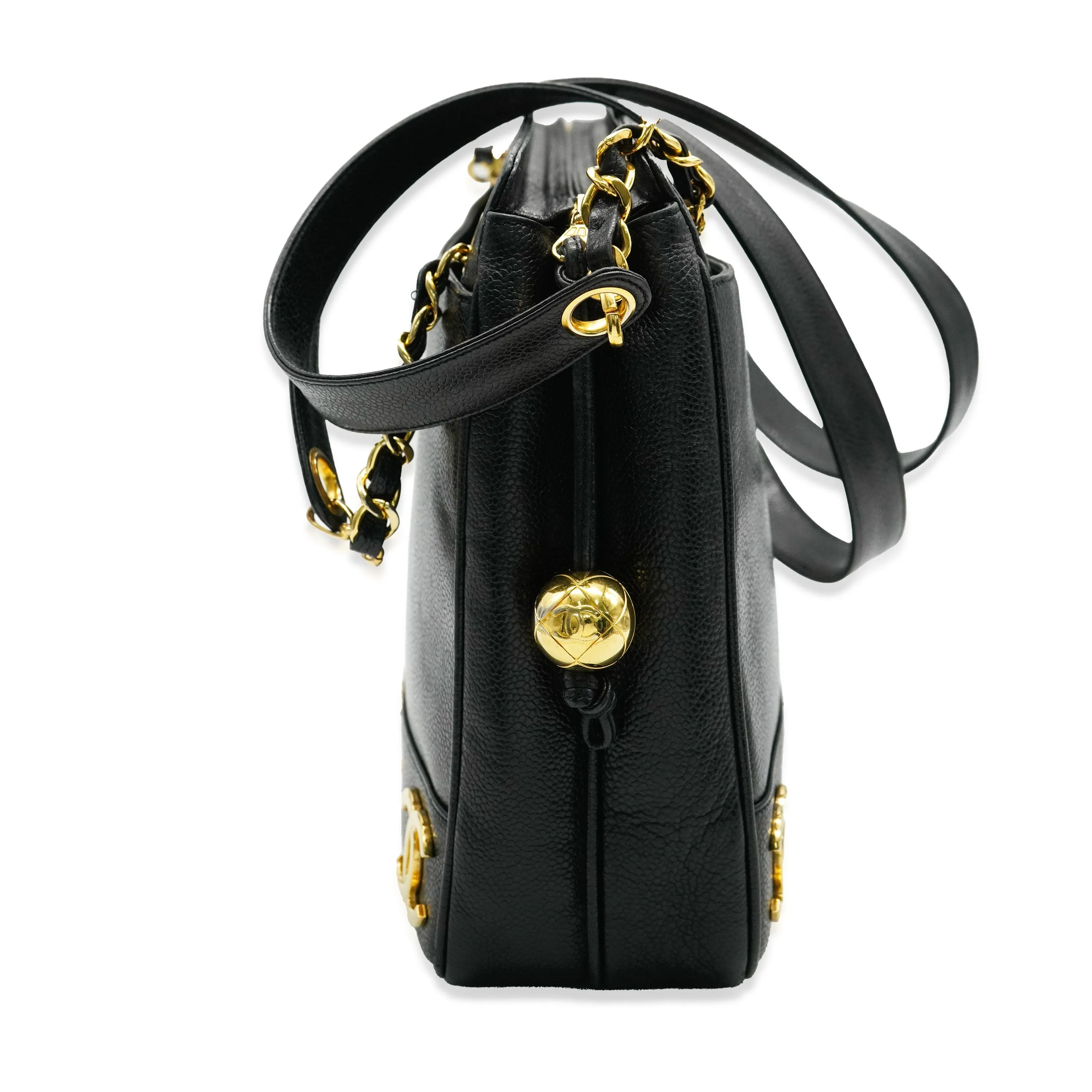 CHANEL Black Caviar Triple CC Chain Tote