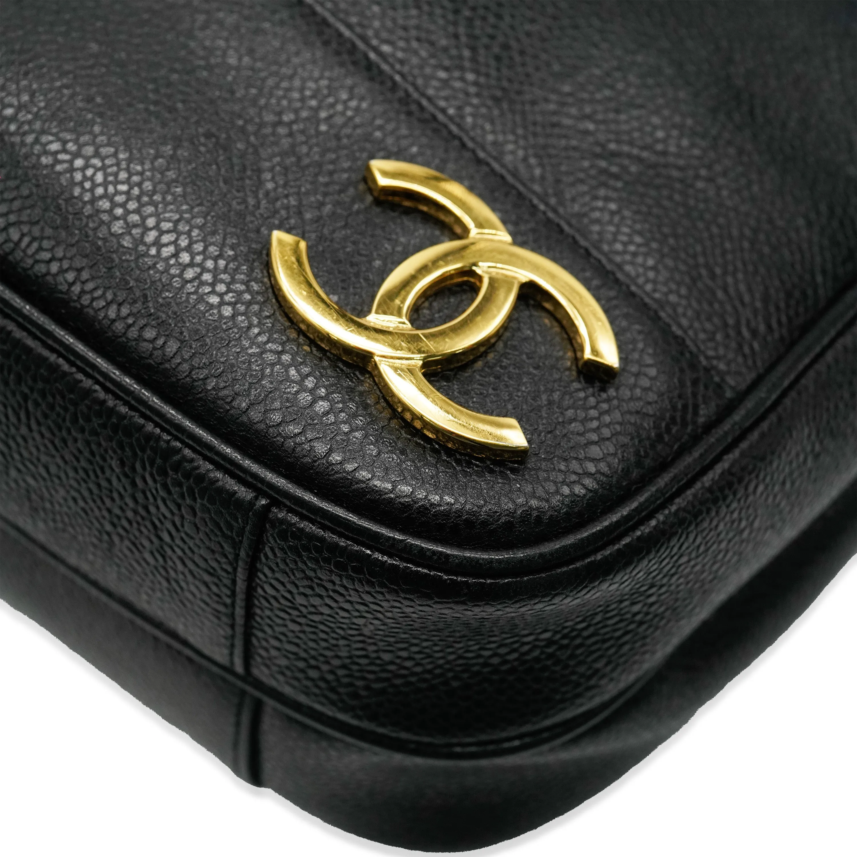 CHANEL Black Caviar Triple CC Chain Tote