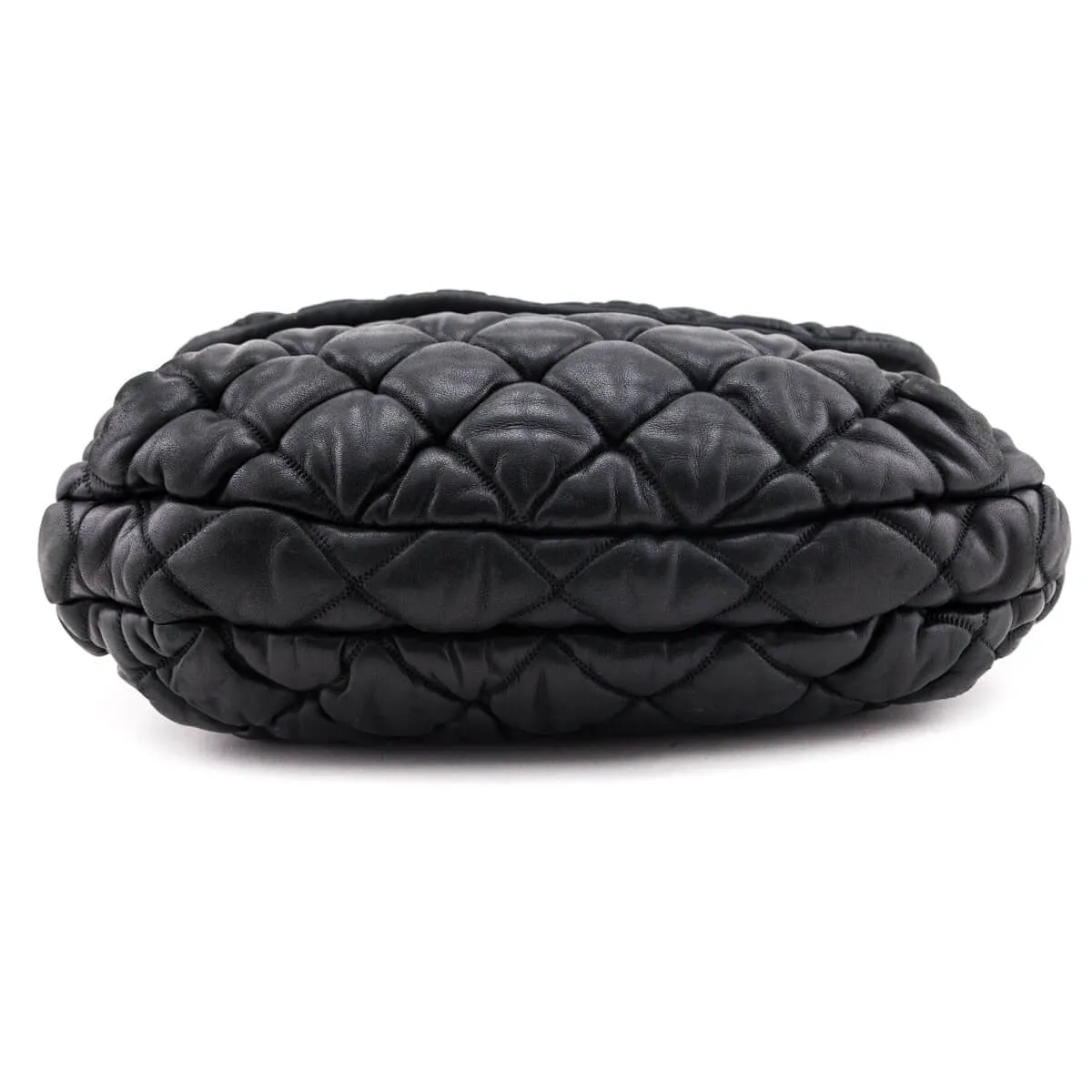 Chanel Black Quilted Lambskin Bubble Large Flap Shoulder Bag