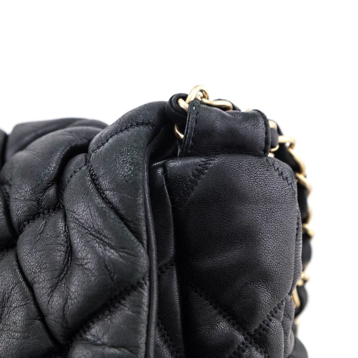 Chanel Black Quilted Lambskin Bubble Large Flap Shoulder Bag