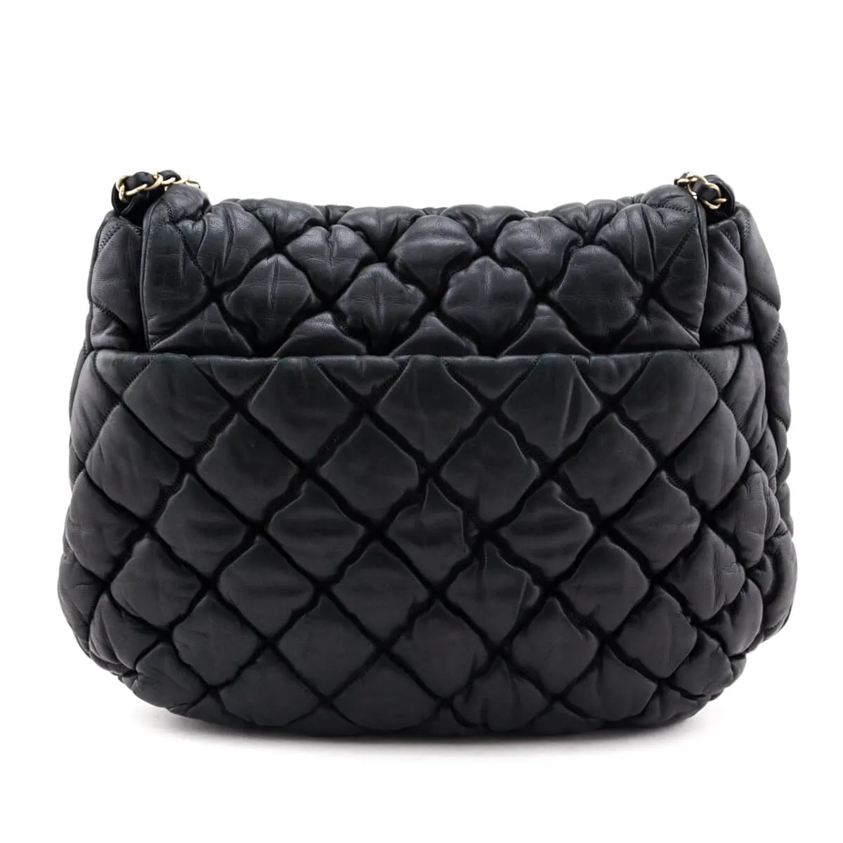 Chanel Black Quilted Lambskin Bubble Large Flap Shoulder Bag
