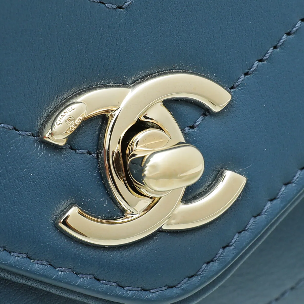 Chanel Blue Chevron Coco Waist Bag