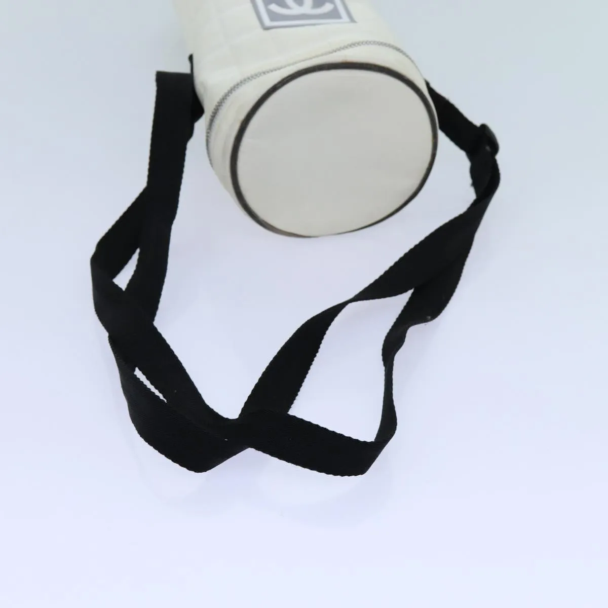 CHANEL Choco Bar Sports Line Shoulder Bag Nylon White CC Auth 70955