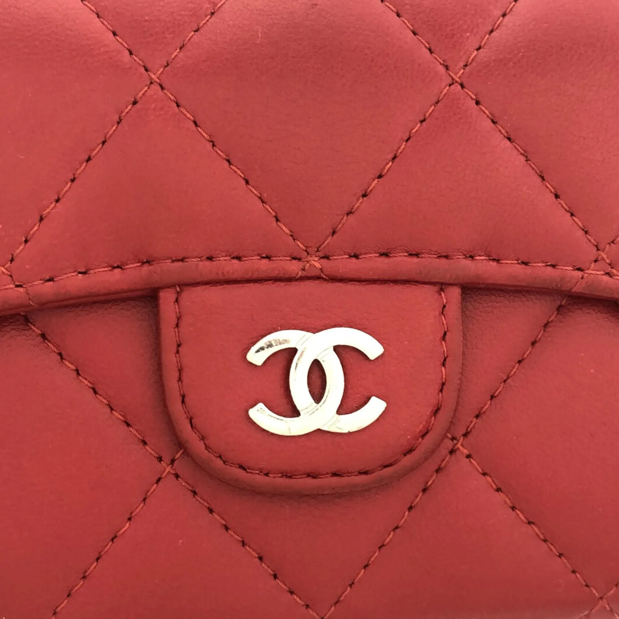 CHANEL Classic Flap Lambskin Card Holder on Chain Crossbody Bag