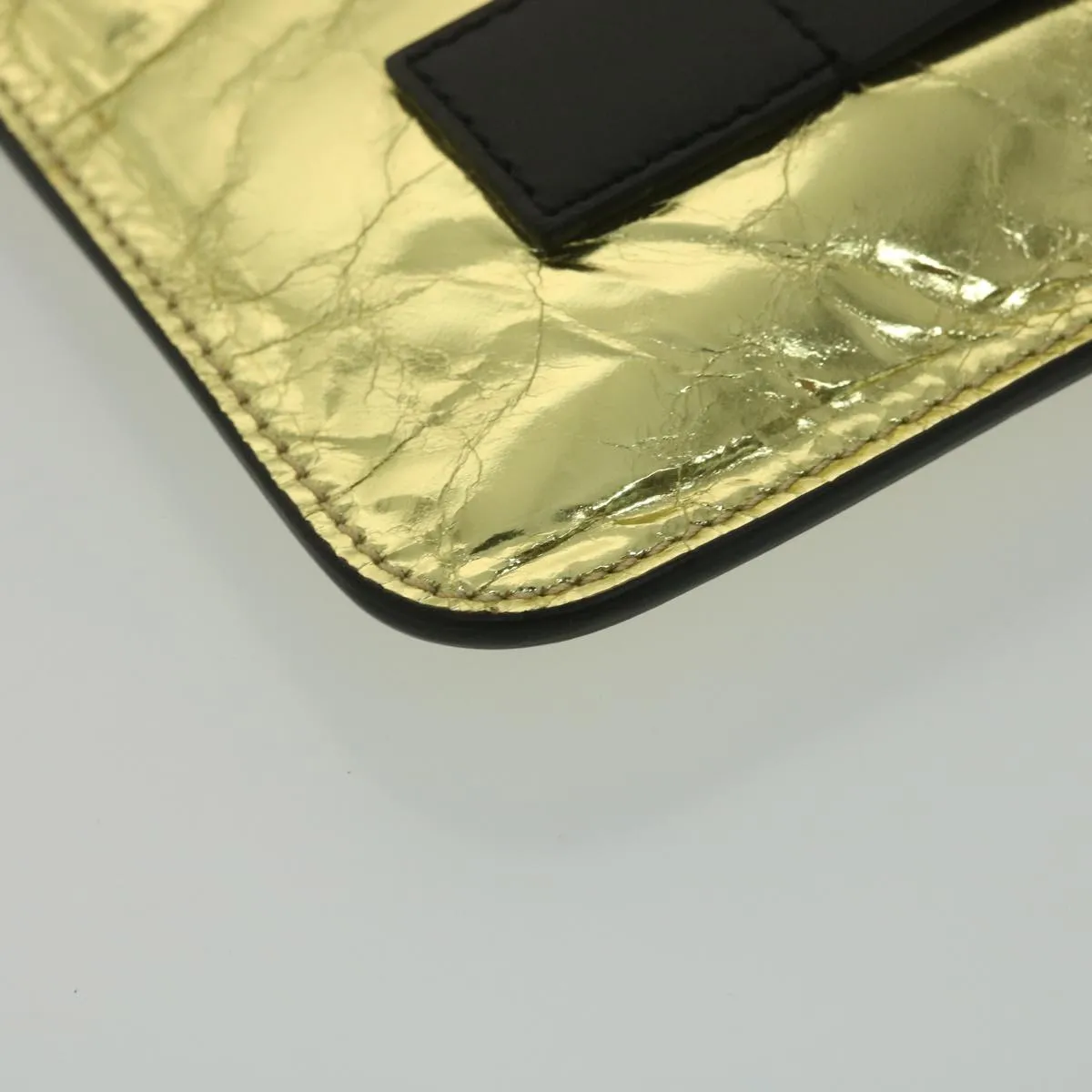 CHANEL Clutch Bag Metallic Leather Gold A82164 CC Auth 38172