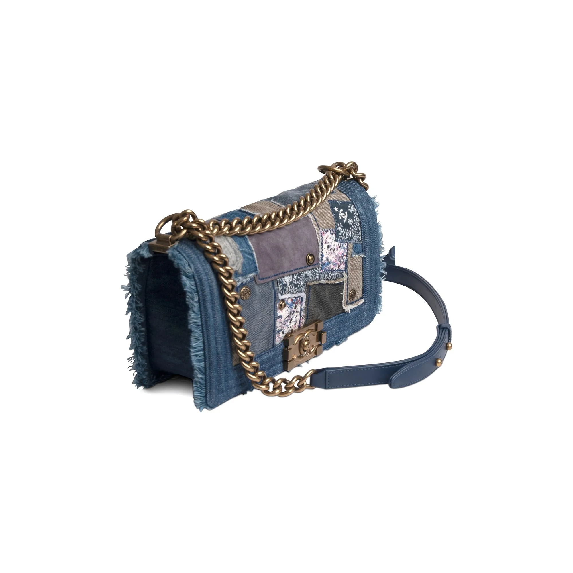 Chanel Denim Patchwork Medium Boy Bag w/ Authenticity Card