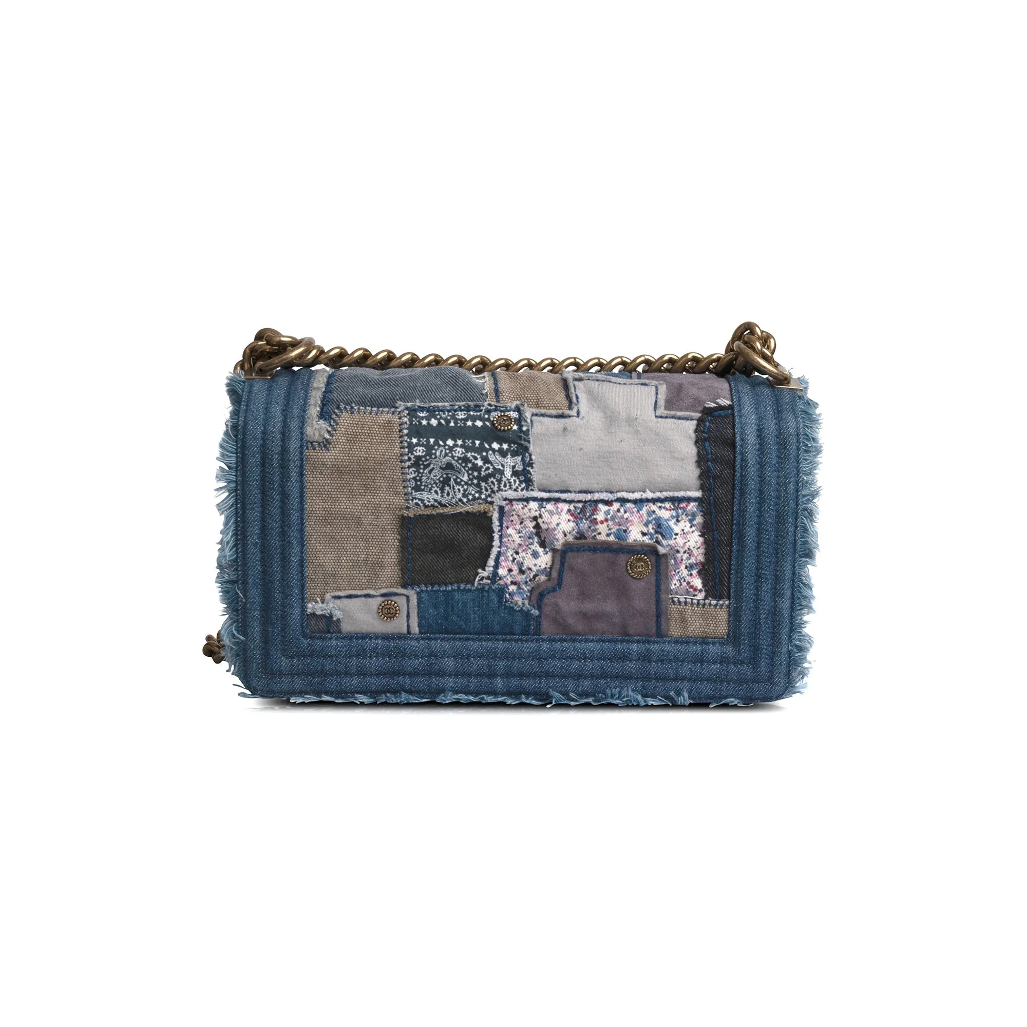 Chanel Denim Patchwork Medium Boy Bag w/ Authenticity Card