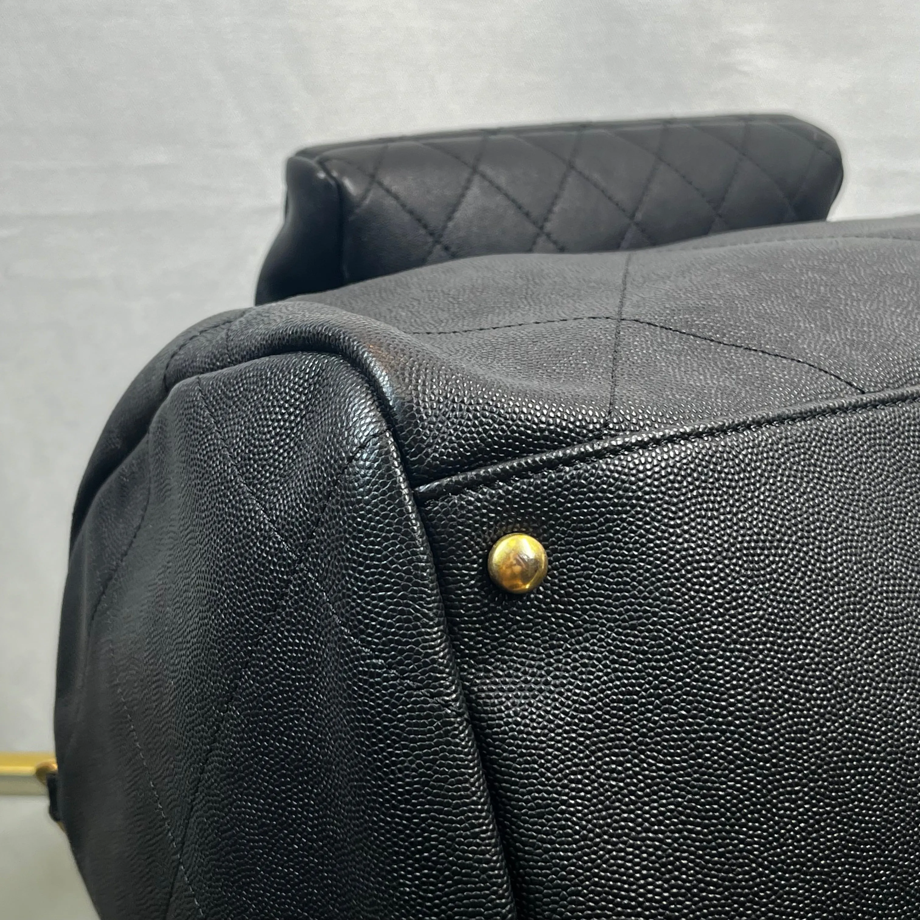 CHANEL In The Loop Black Caviar Lambskin Quilted Satchel