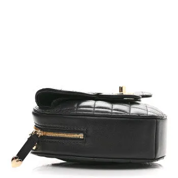 CHANEL LAMBSKIN QUILTED LOVE HEART BAG IN BLACK