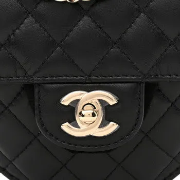 CHANEL LAMBSKIN QUILTED LOVE HEART BAG IN BLACK