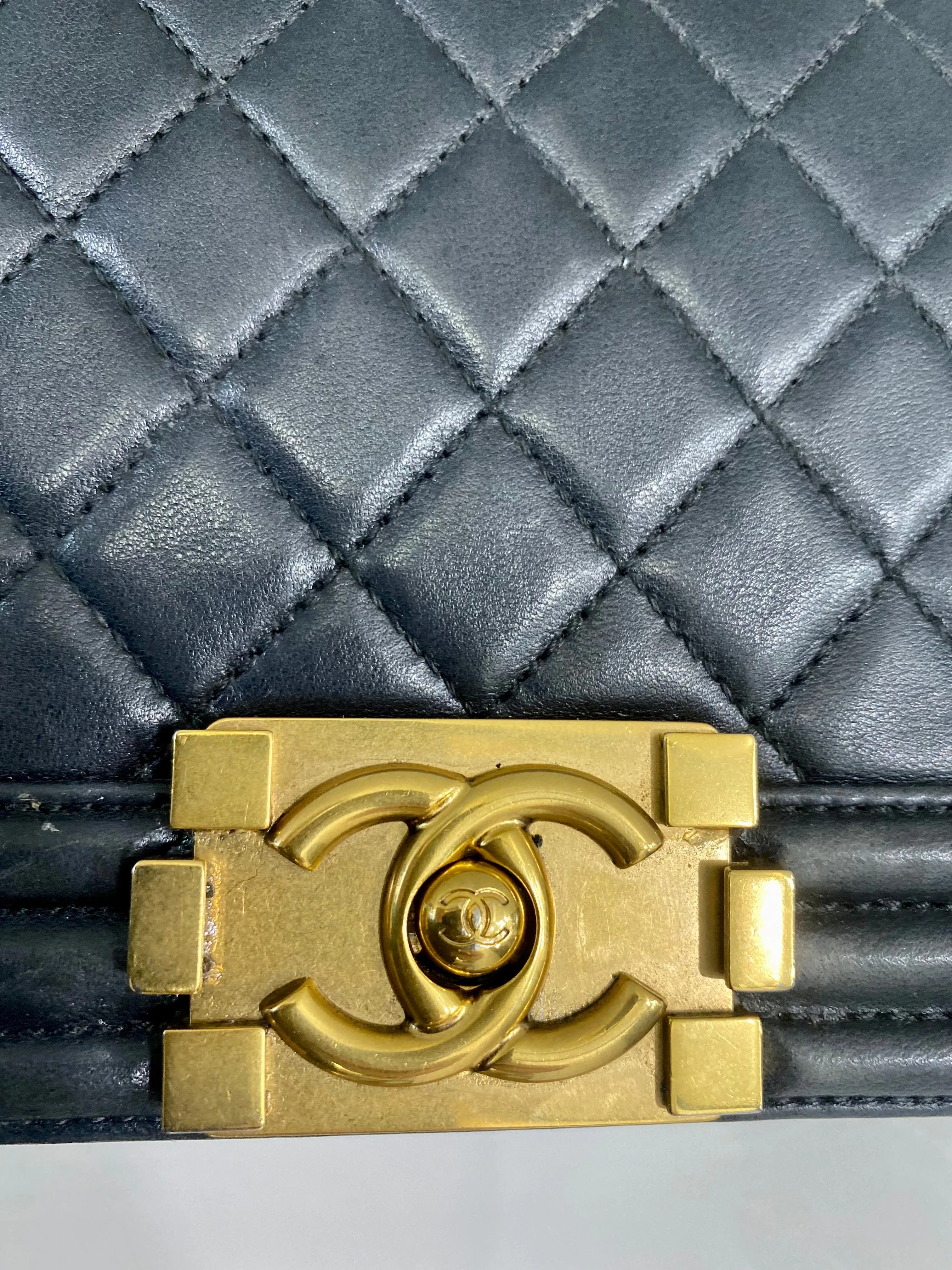 CHANEL LAMBSKIN QUILTED MEDIUM BOY FLAP BAG