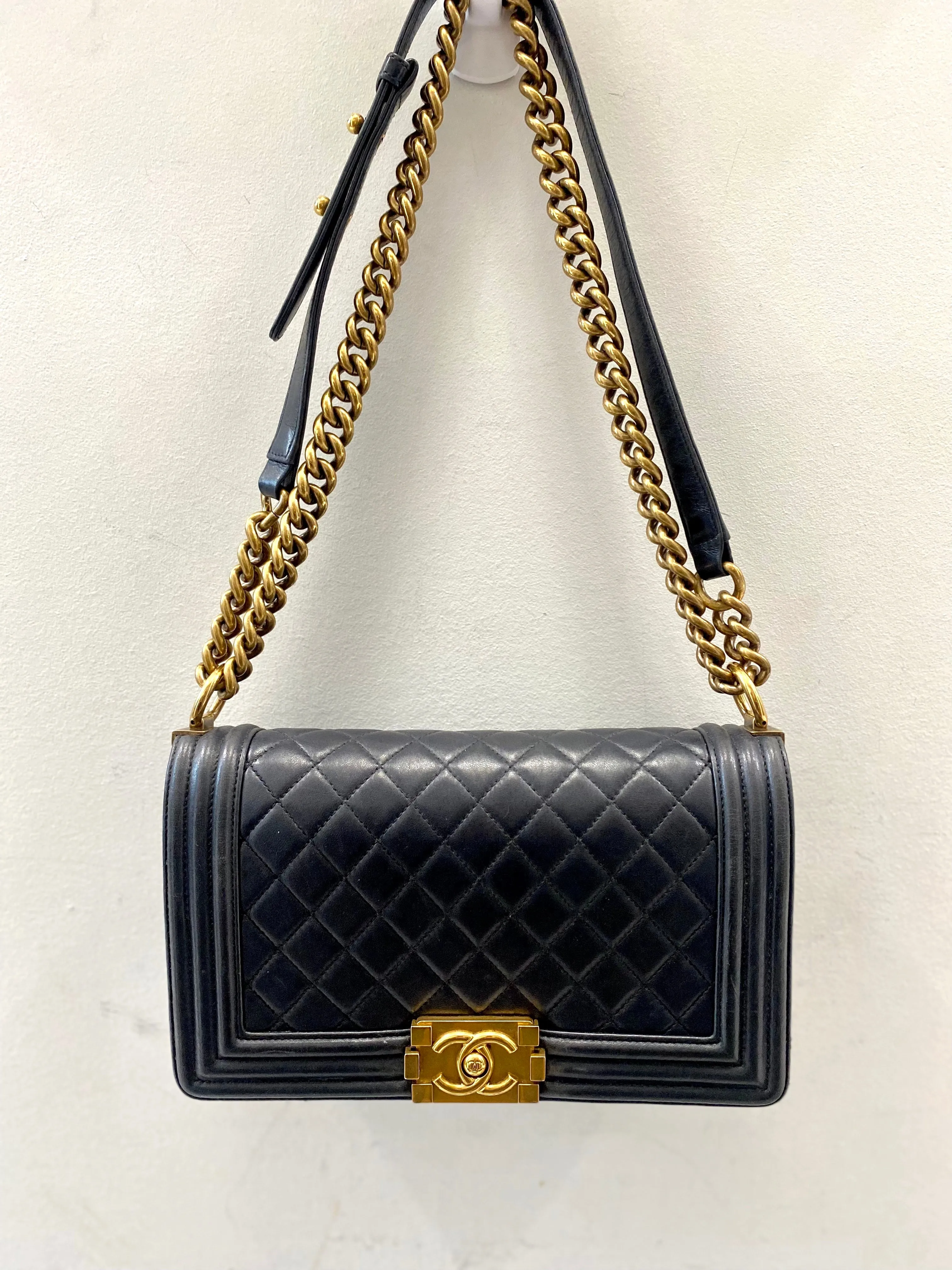 CHANEL LAMBSKIN QUILTED MEDIUM BOY FLAP BAG