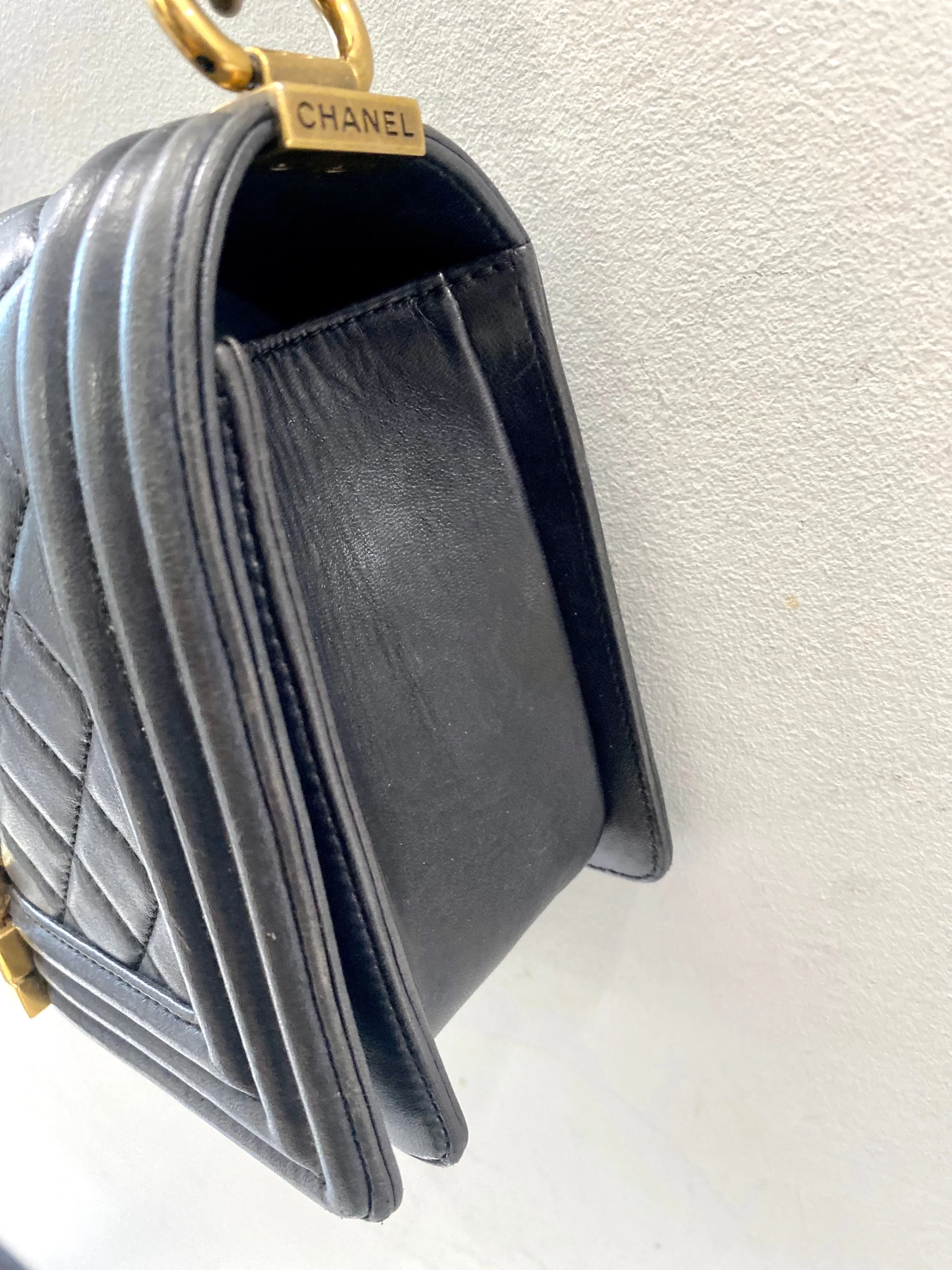 CHANEL LAMBSKIN QUILTED MEDIUM BOY FLAP BAG