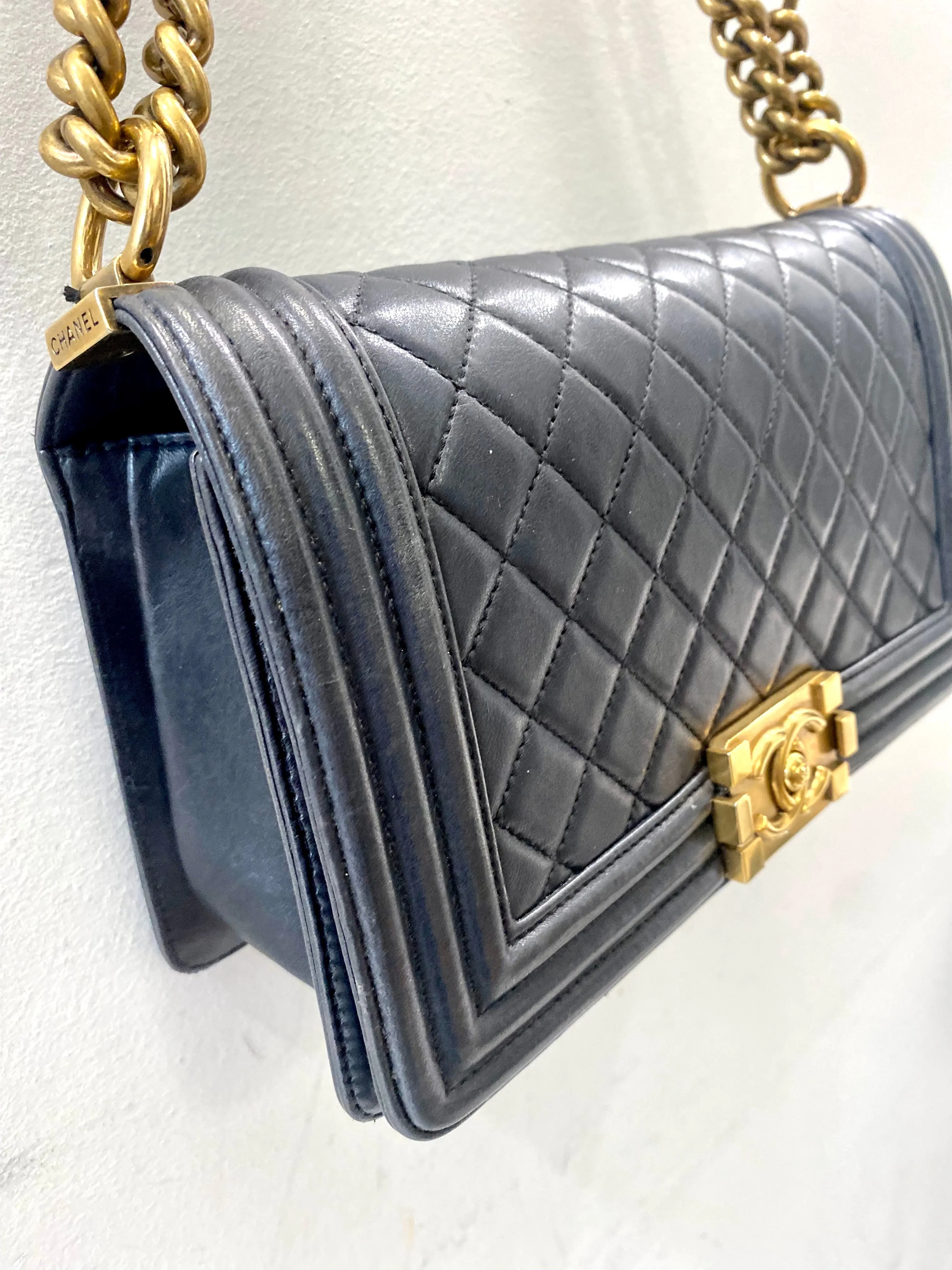 CHANEL LAMBSKIN QUILTED MEDIUM BOY FLAP BAG