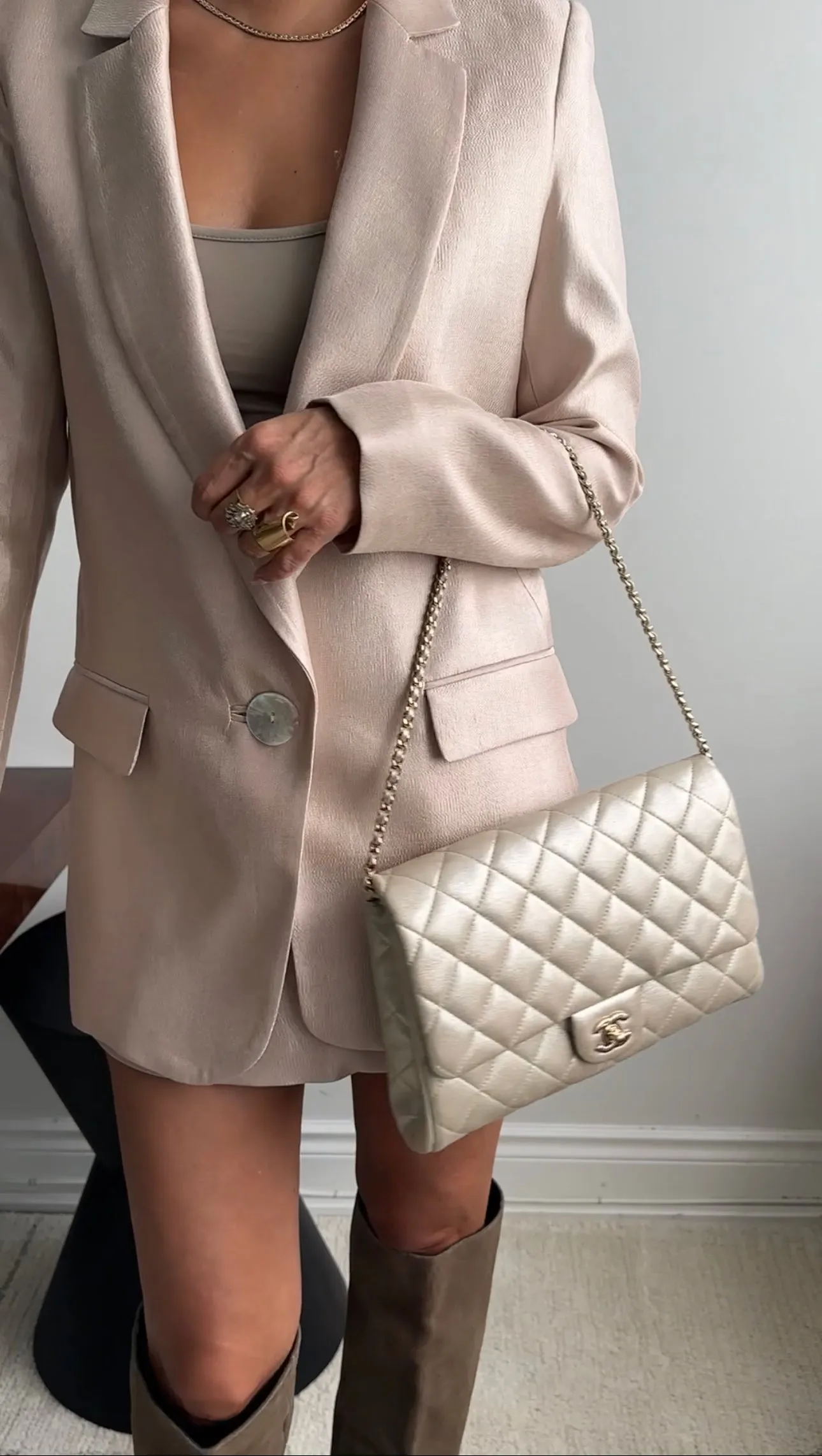 Chanel Light Champagne Gold Timeless Clutch Chain Flap Bag