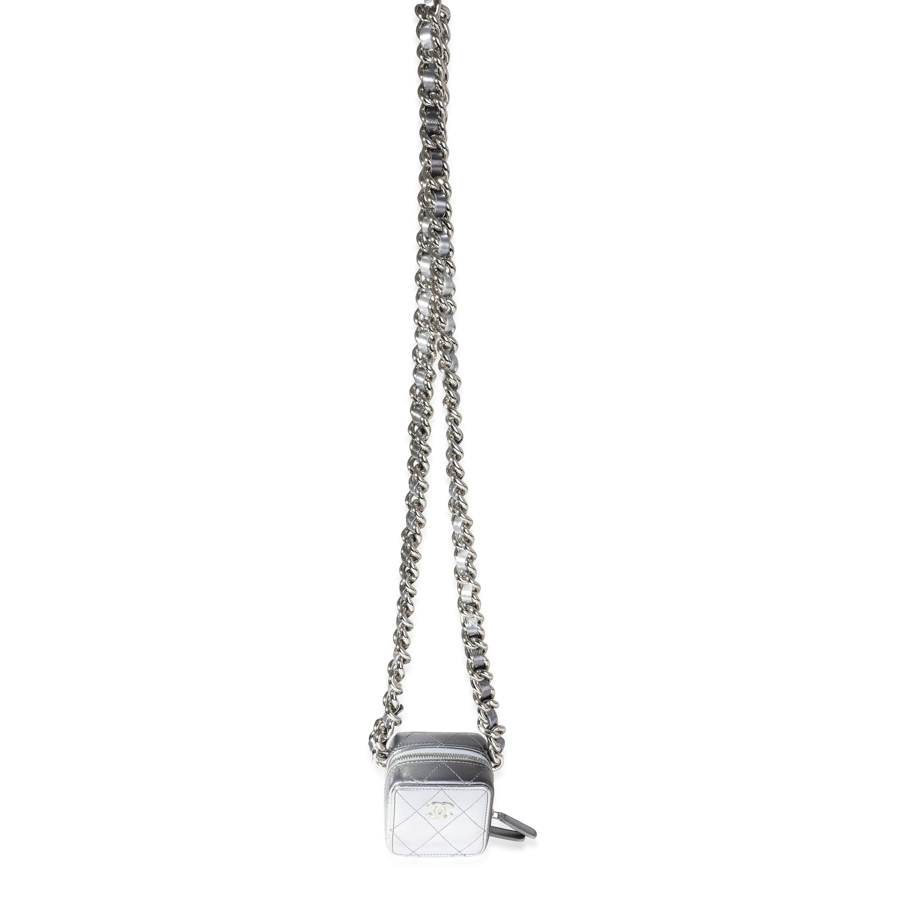 CHANEL Metallic Lambskin Quilted Coco Punk Clutch With Chain