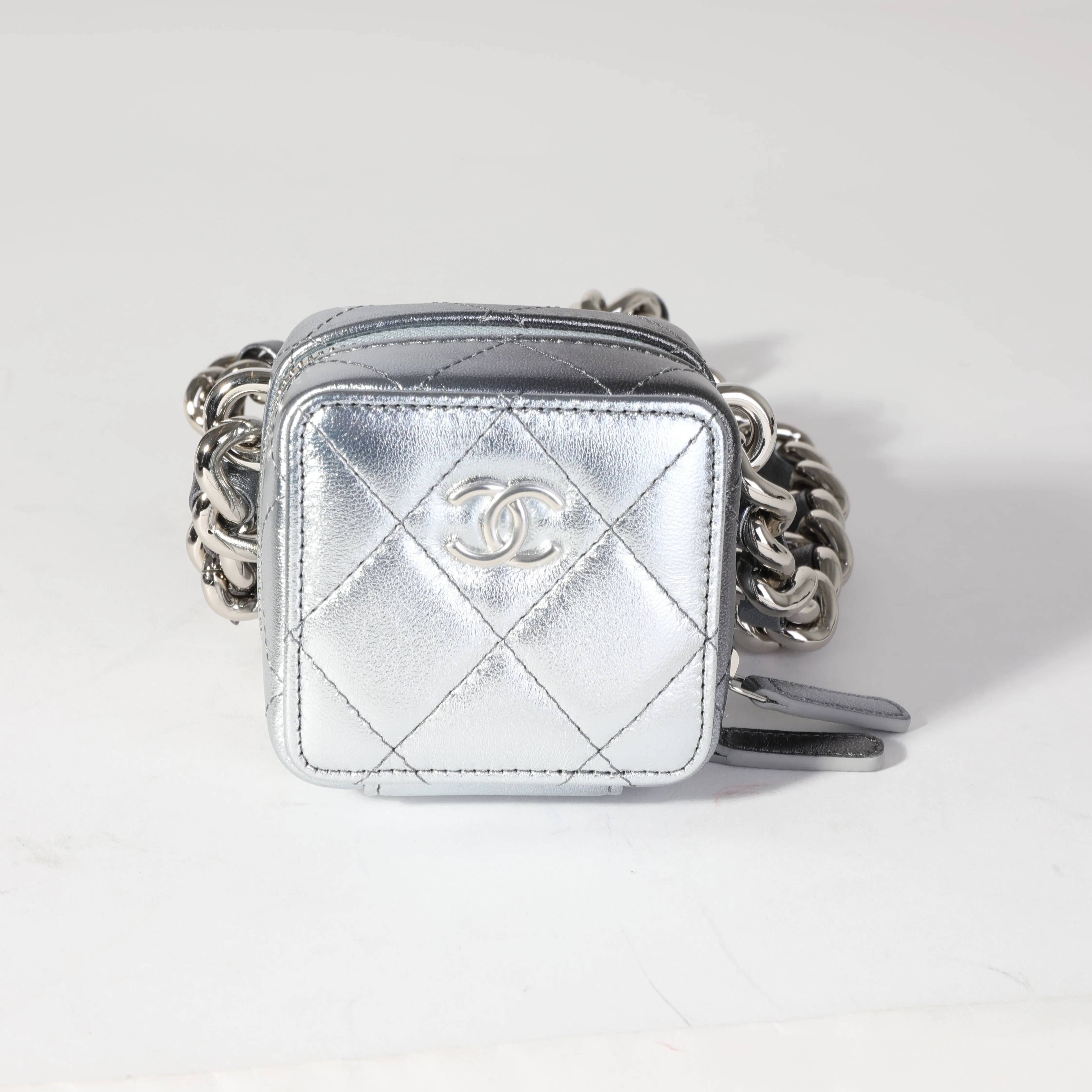 Chanel Metallic Lambskin Quilted Coco Punk Clutch With Chain