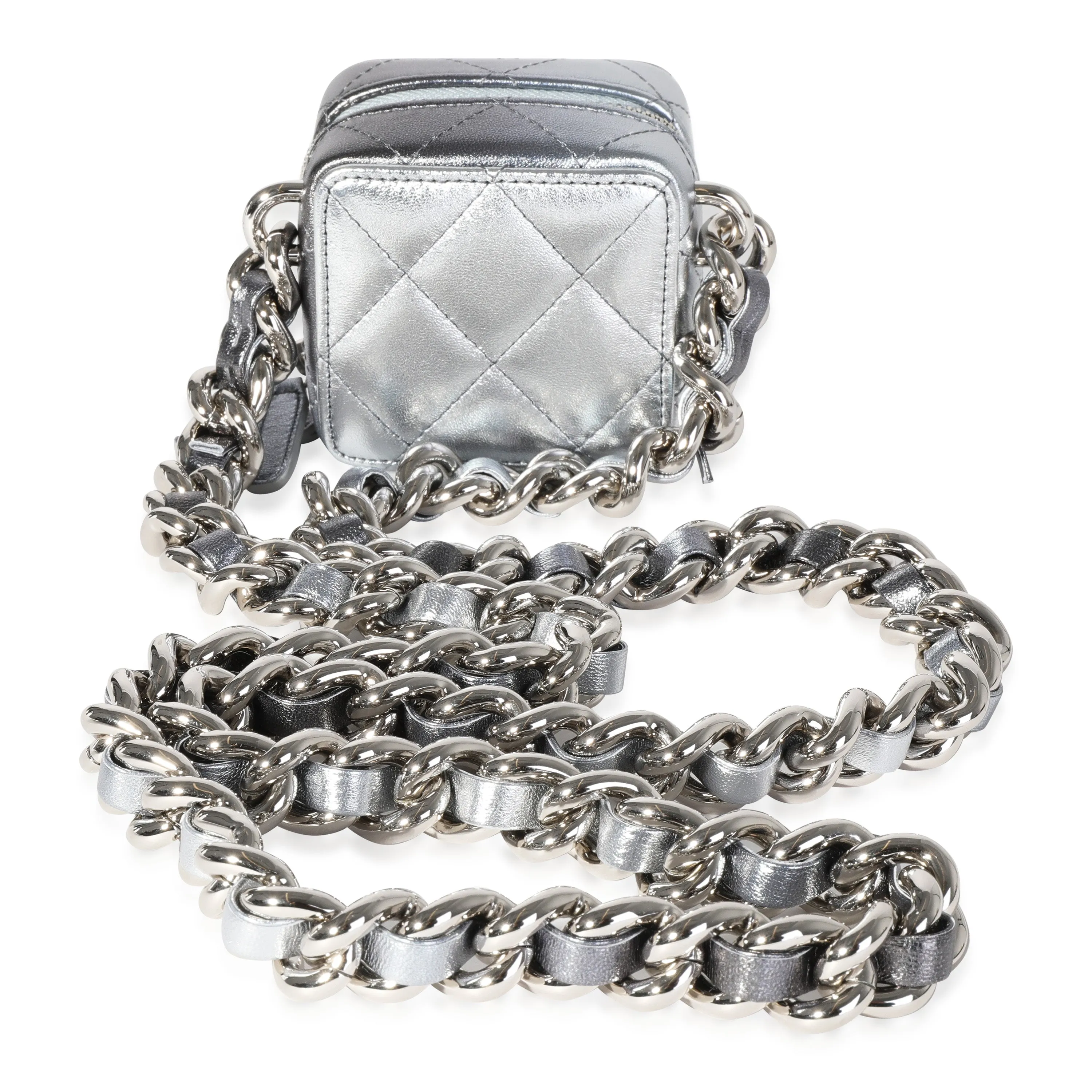 Chanel Metallic Lambskin Quilted Coco Punk Clutch With Chain