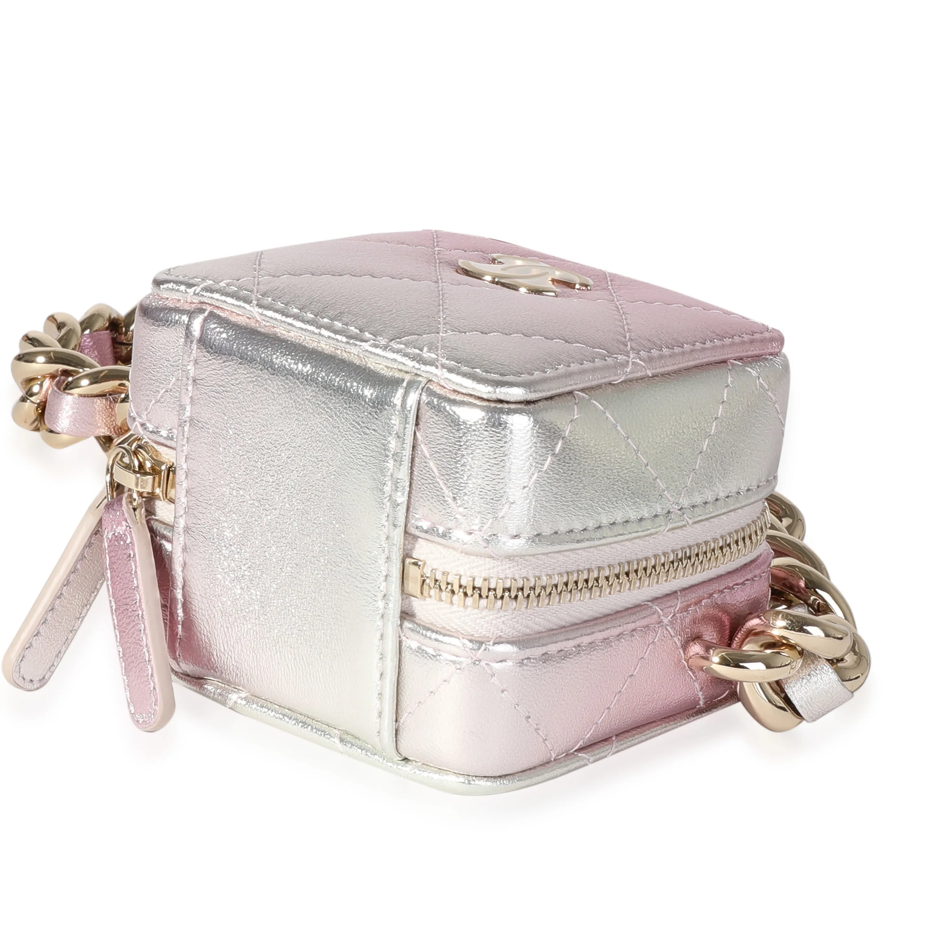 CHANEL Metallic Lambskin Quilted Coco Punk Cube Bag With Chain
