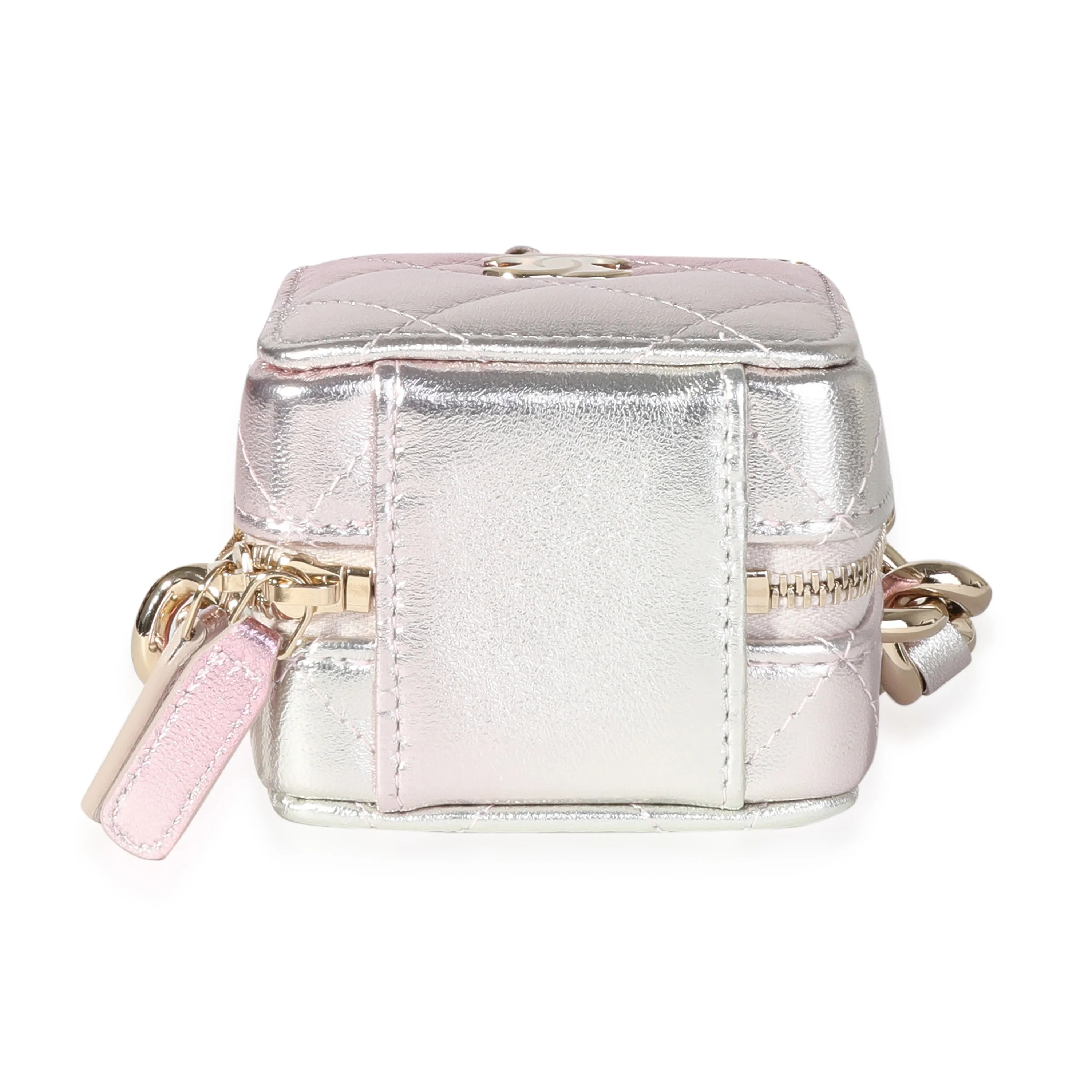 CHANEL Metallic Lambskin Quilted Coco Punk Cube Bag With Chain