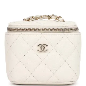 Chanel Mini Square Vanity Case Crossbody Bag Ivory Caviar Light Gold Hardware