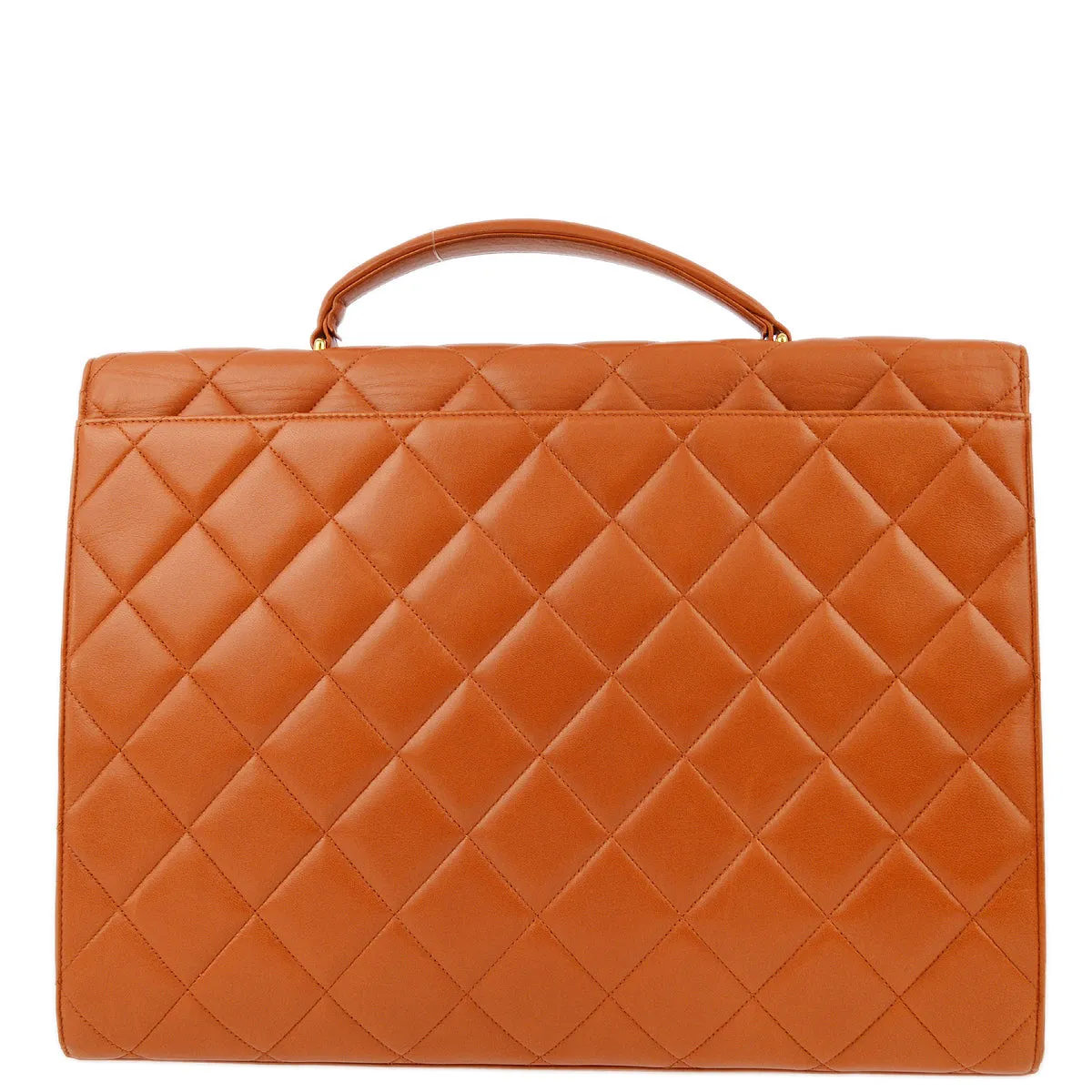 Chanel Orange Lambskin Briefcase Business HandBag