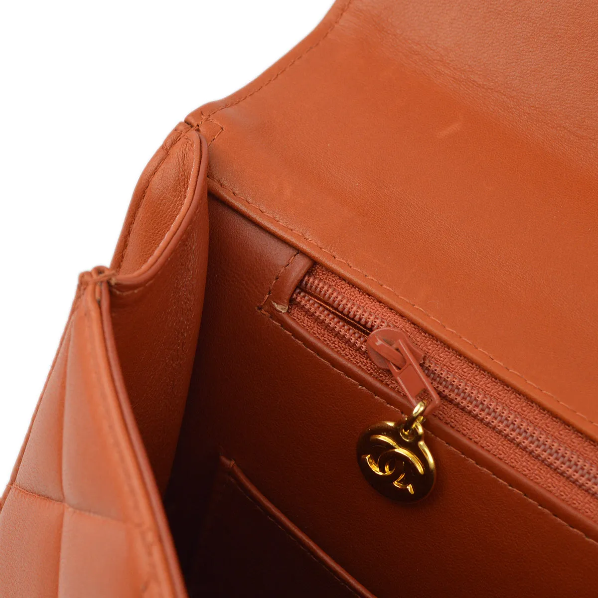 Chanel Orange Lambskin Briefcase Business HandBag