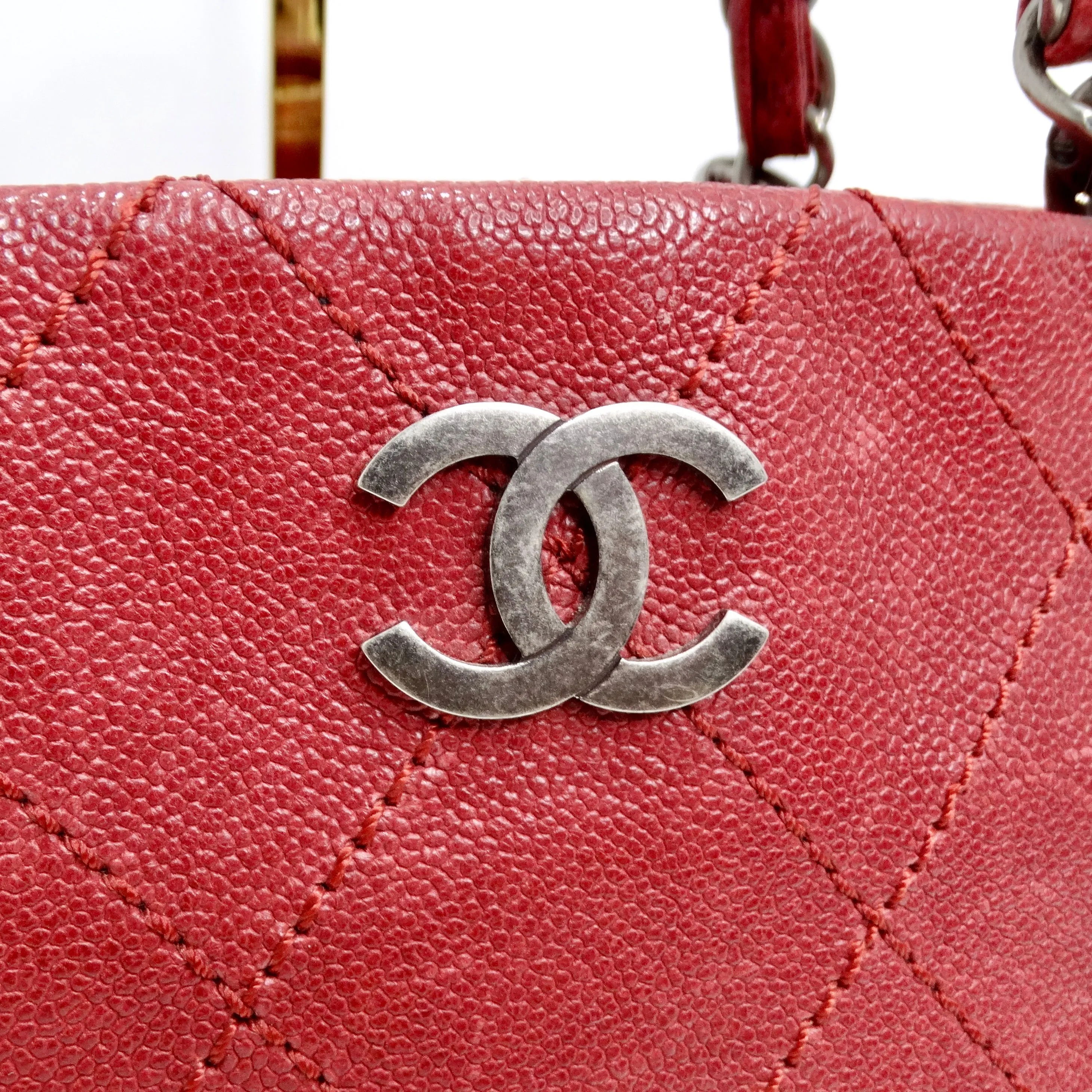 Chanel Quilted Caviar Red Leather Shoulder Bag
