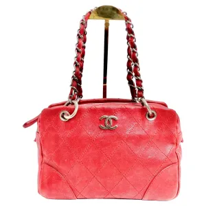Chanel Quilted Caviar Red Leather Shoulder Bag
