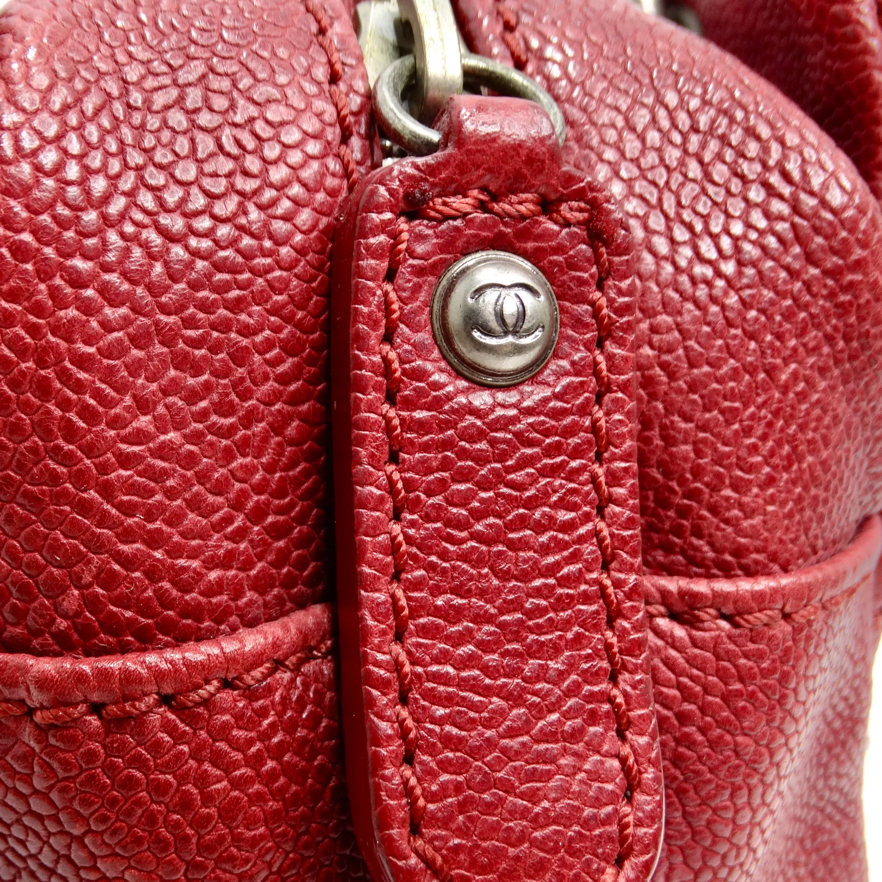 Chanel Quilted Caviar Red Leather Shoulder Bag
