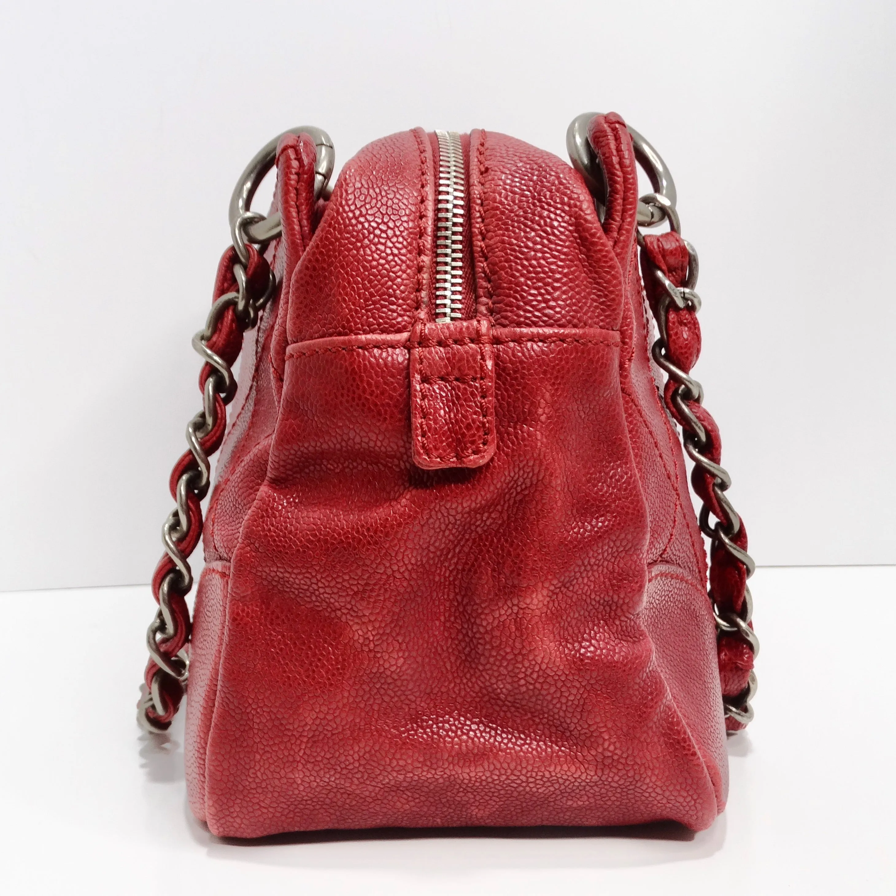 Chanel Quilted Caviar Red Leather Shoulder Bag
