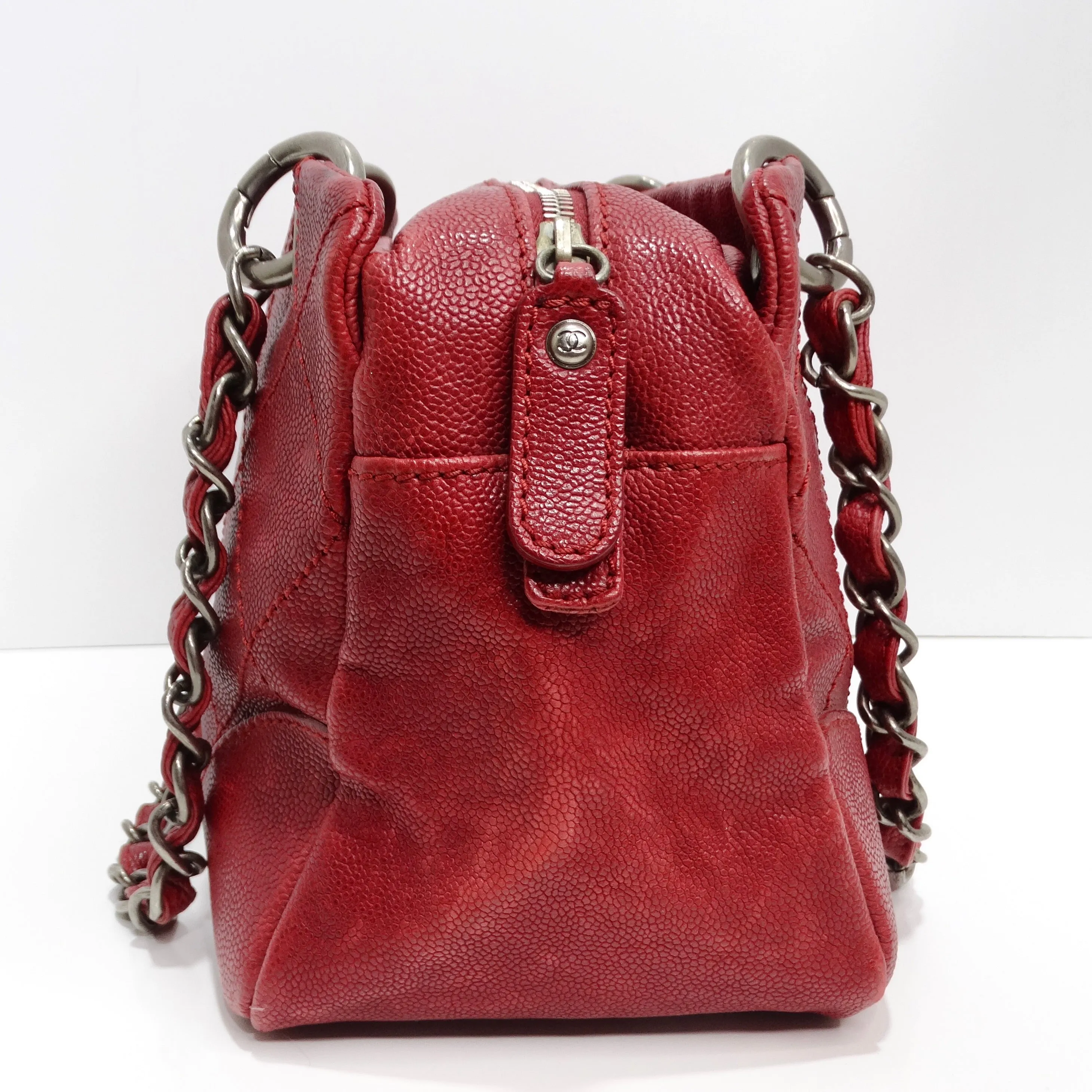 Chanel Quilted Caviar Red Leather Shoulder Bag