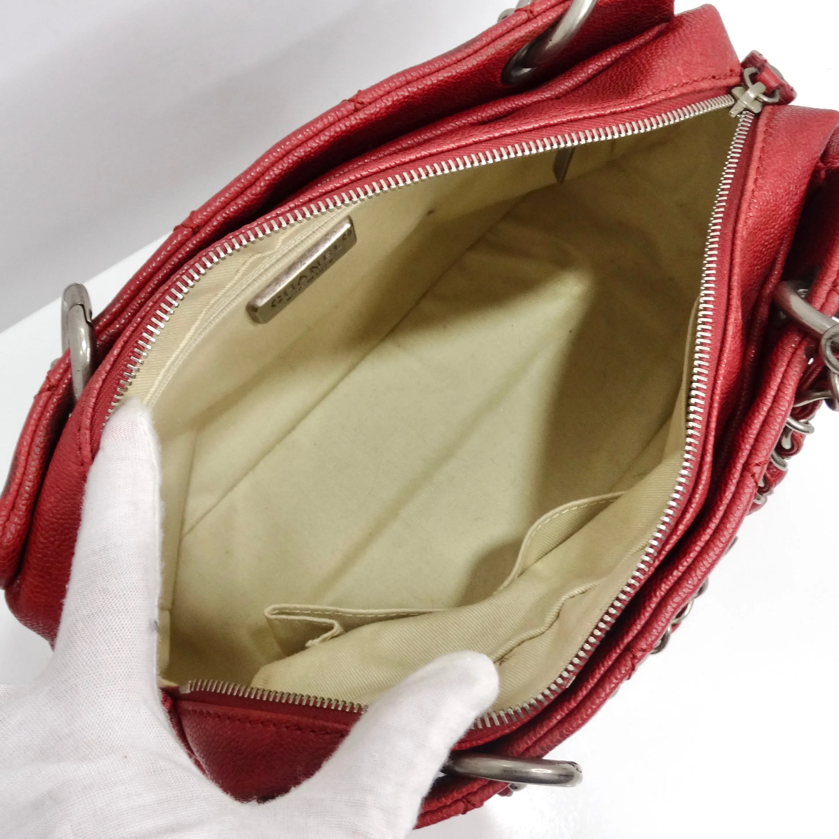 Chanel Quilted Caviar Red Leather Shoulder Bag