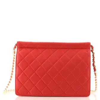 CHANEL QUILTED LAMBSKIN PEARL CHAIN MEDIUM FLAP BAG