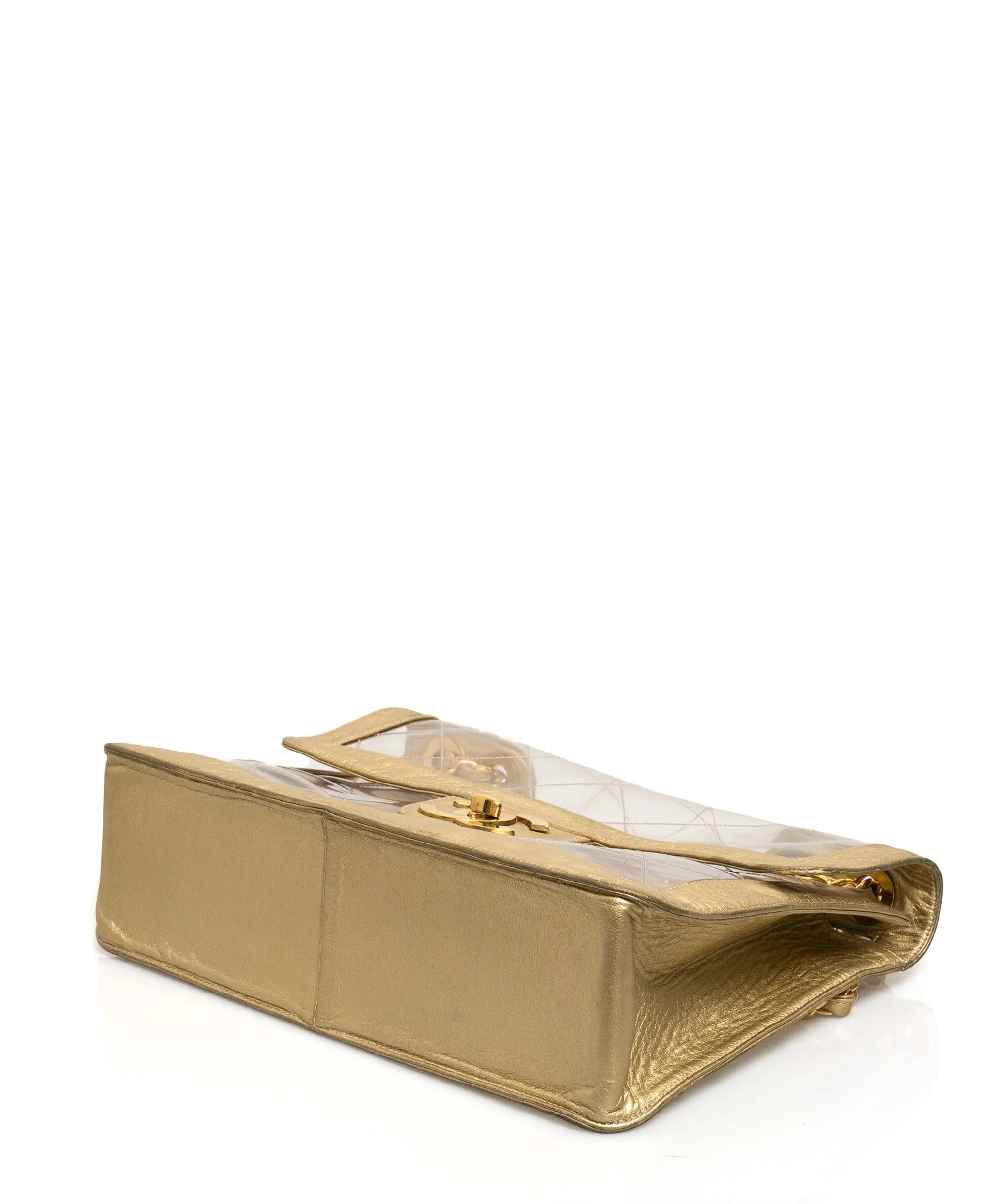 Chanel Rare Vintage PVC and Gold Leather Jumbo Bag - AWL1596