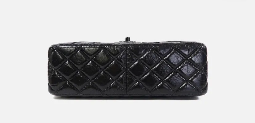CHANEL SO BLACK QUILTED CRUMPLED CALFSKIN MEDIUM DOUBLE FLAP BAG