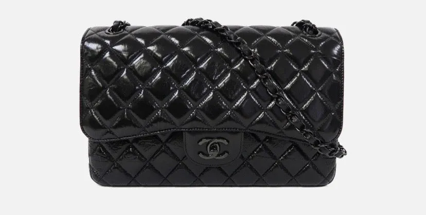 CHANEL SO BLACK QUILTED CRUMPLED CALFSKIN MEDIUM DOUBLE FLAP BAG