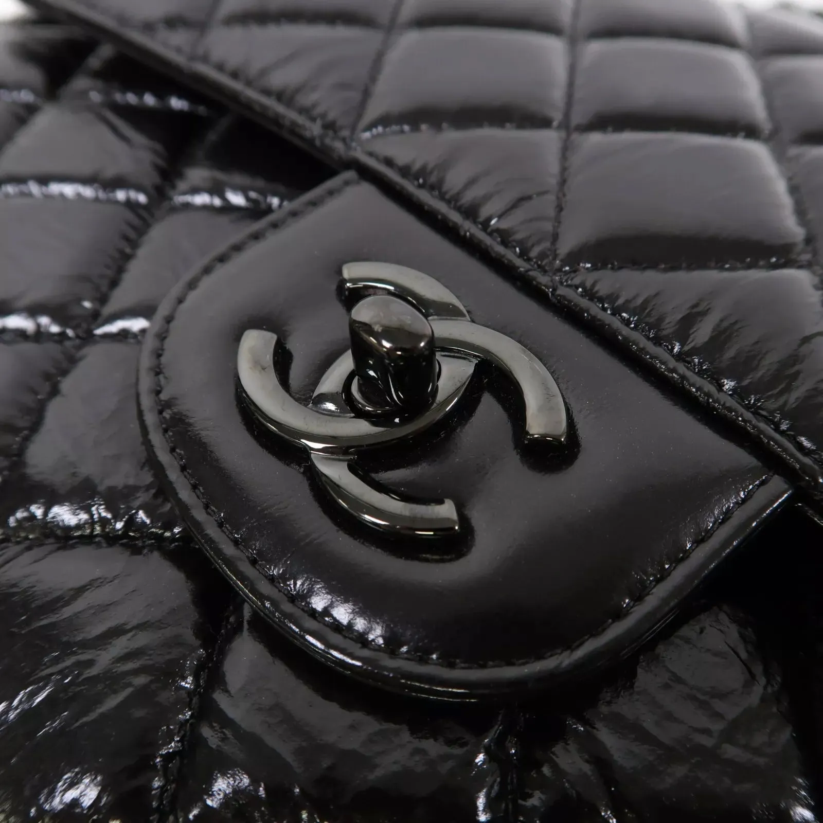 CHANEL SO BLACK QUILTED CRUMPLED CALFSKIN MEDIUM DOUBLE FLAP BAG