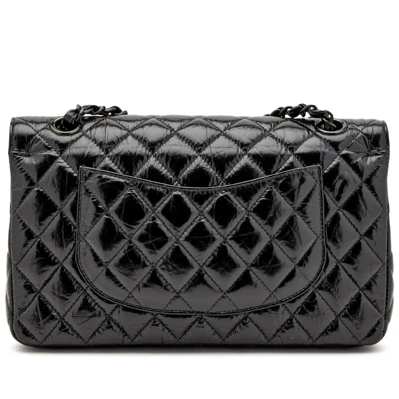 CHANEL SO BLACK QUILTED CRUMPLED CALFSKIN MEDIUM DOUBLE FLAP BAG