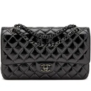 CHANEL SO BLACK QUILTED CRUMPLED CALFSKIN MEDIUM DOUBLE FLAP BAG