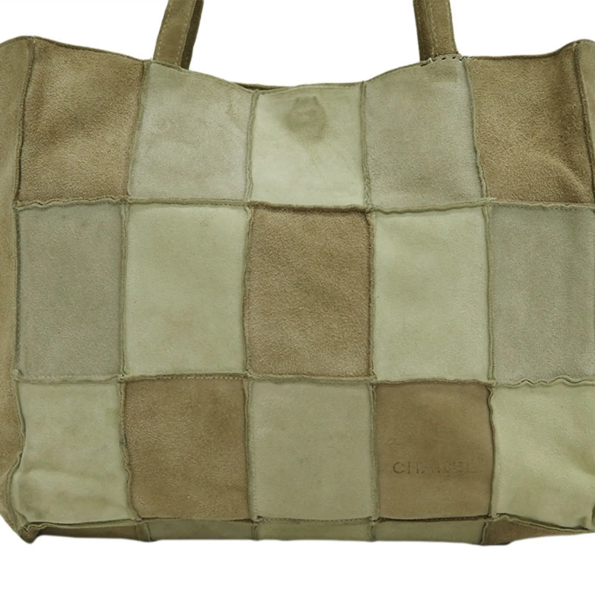 Chanel Suede Patchwork Shoulder Tote Bag Beige 6th Series Ladies