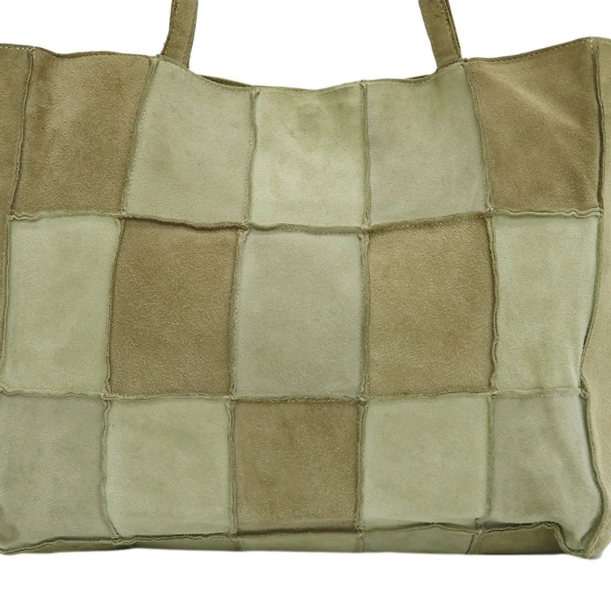 Chanel Suede Patchwork Shoulder Tote Bag Beige 6th Series Ladies